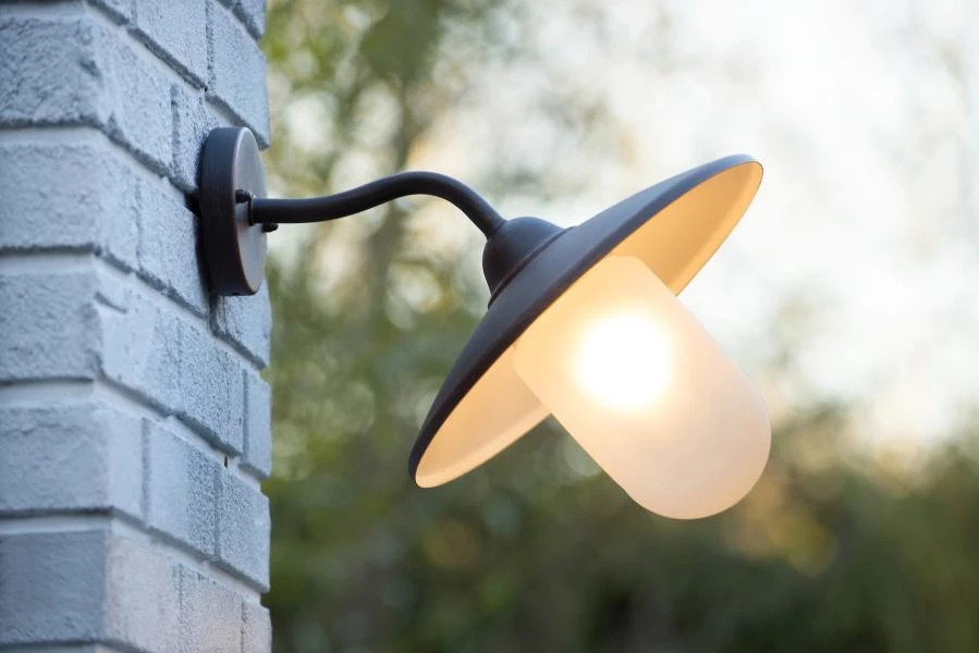 Lucide ARUBA - Wall light Indoor/Outdoor - Ø 30 cm - 1xE27 - IP44 - Rust Brown - atmosphere 1